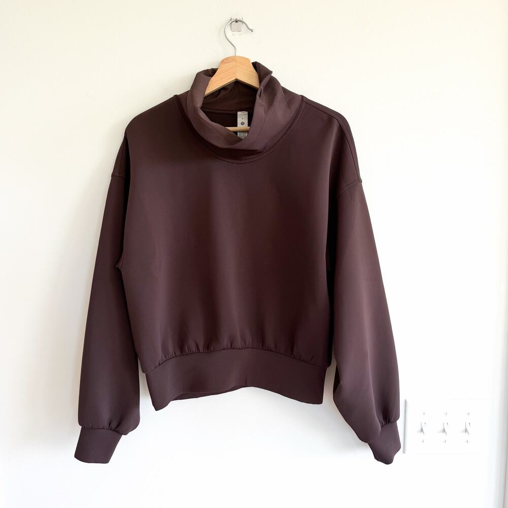 Lululemon Full Flourish Cowl Funnel Neck Pullover Sweatshirt Brown 8